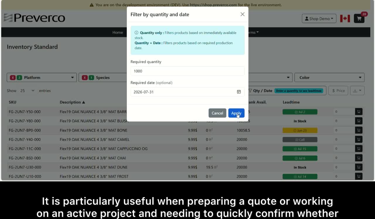 Check an inventory in real time